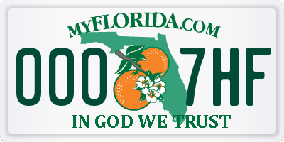 FL license plate 0007HF