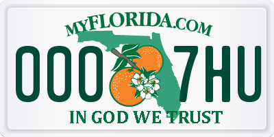 FL license plate 0007HU