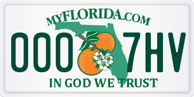 FL license plate 0007HV