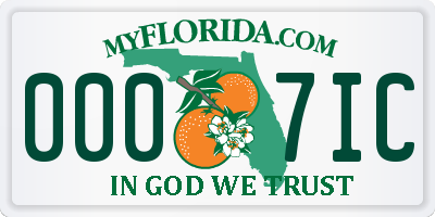 FL license plate 0007IC