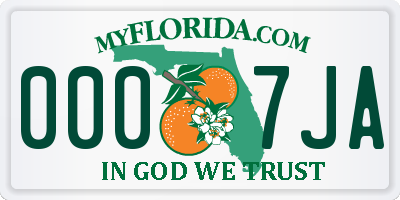 FL license plate 0007JA