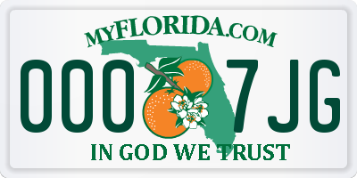 FL license plate 0007JG