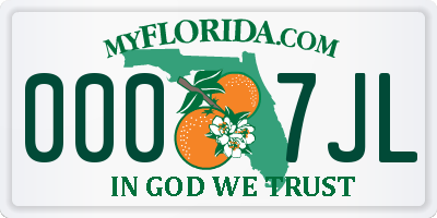 FL license plate 0007JL