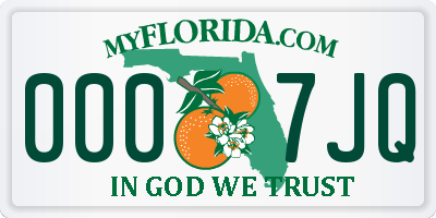FL license plate 0007JQ