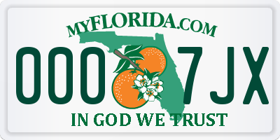 FL license plate 0007JX