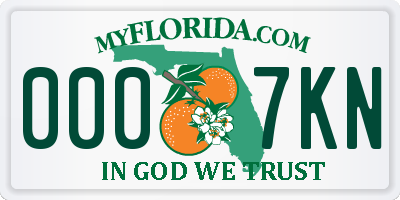 FL license plate 0007KN