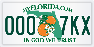 FL license plate 0007KX