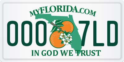 FL license plate 0007LD
