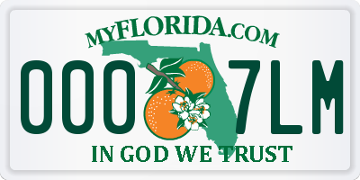 FL license plate 0007LM