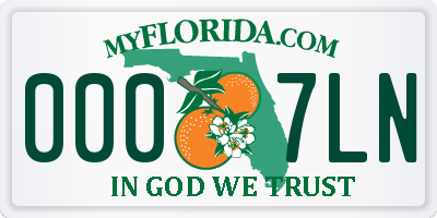 FL license plate 0007LN