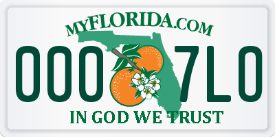 FL license plate 0007LO