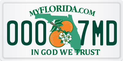 FL license plate 0007MD