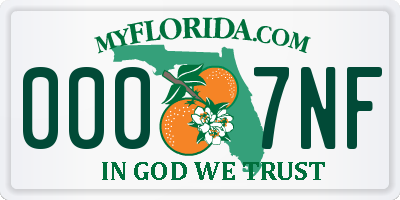 FL license plate 0007NF
