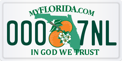 FL license plate 0007NL
