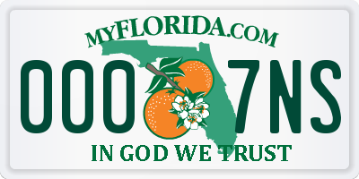 FL license plate 0007NS
