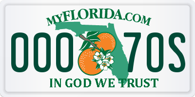 FL license plate 0007OS