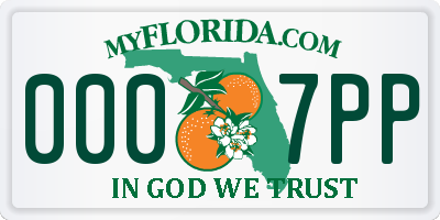 FL license plate 0007PP