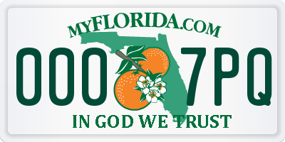 FL license plate 0007PQ