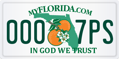 FL license plate 0007PS