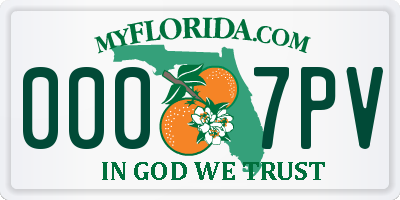 FL license plate 0007PV