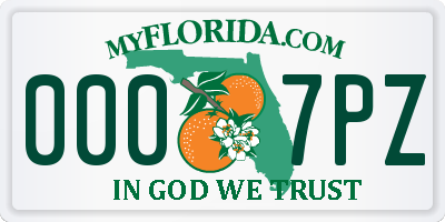FL license plate 0007PZ