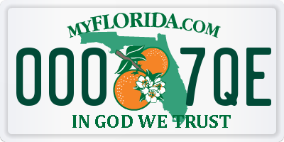 FL license plate 0007QE