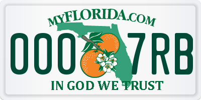 FL license plate 0007RB