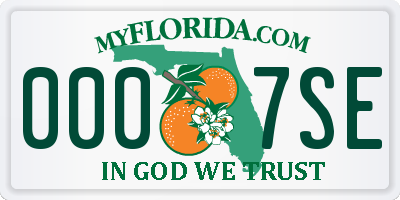 FL license plate 0007SE