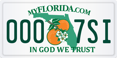 FL license plate 0007SI
