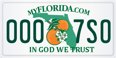 FL license plate 0007SO