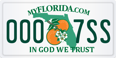 FL license plate 0007SS