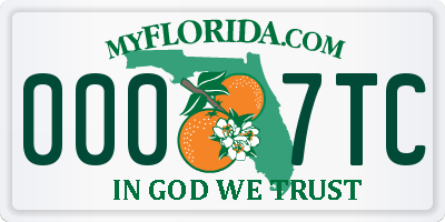FL license plate 0007TC
