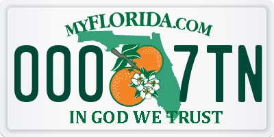 FL license plate 0007TN