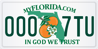 FL license plate 0007TU