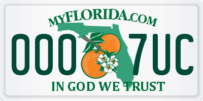 FL license plate 0007UC