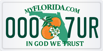 FL license plate 0007UR