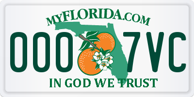 FL license plate 0007VC