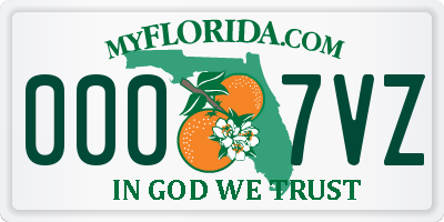 FL license plate 0007VZ