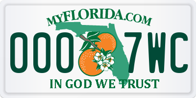 FL license plate 0007WC