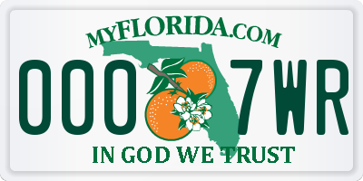 FL license plate 0007WR