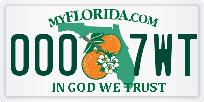 FL license plate 0007WT