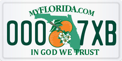 FL license plate 0007XB