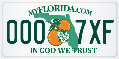 FL license plate 0007XF