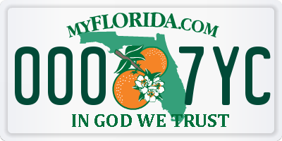 FL license plate 0007YC