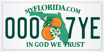 FL license plate 0007YE