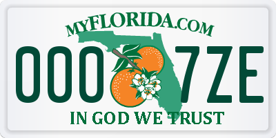 FL license plate 0007ZE