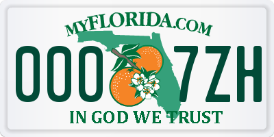 FL license plate 0007ZH