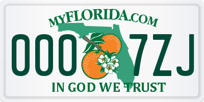 FL license plate 0007ZJ