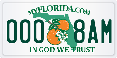 FL license plate 0008AM