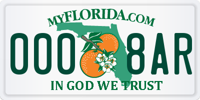 FL license plate 0008AR